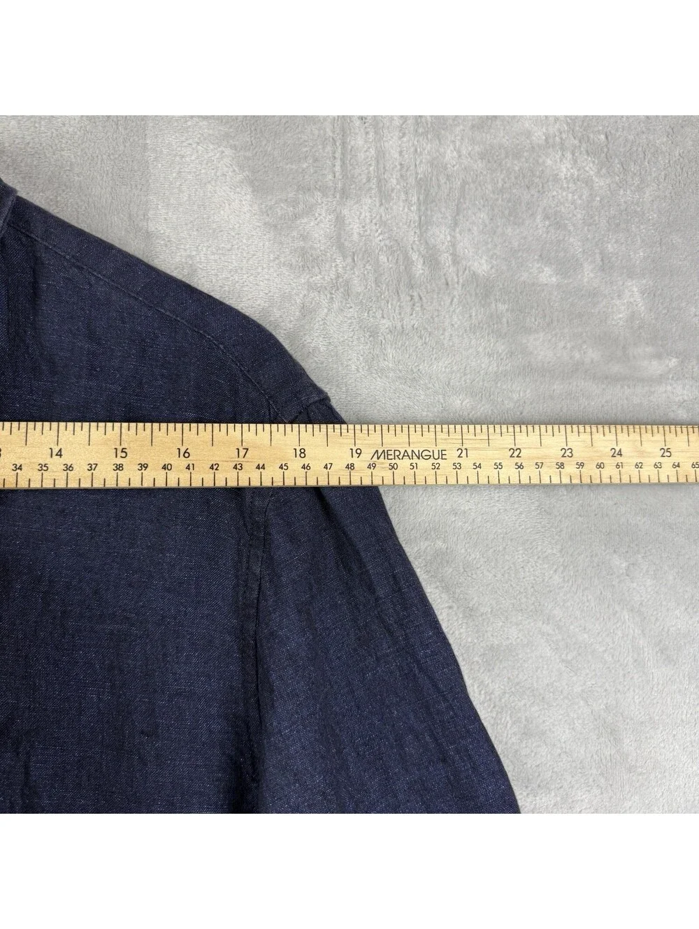 Banana Republic Men’s M Navy Linen Blend Standard Fit Long Sleeve Button Shirt
